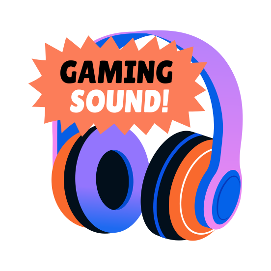 Gaming Sound, Headphones, Gadget, Gaming, Typography, illustration