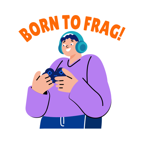 Happy Person, Controller, Gaming, Character, Typography, illustration