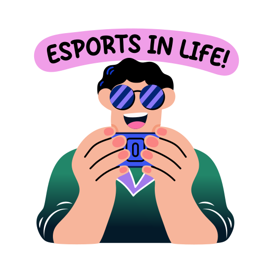 Level Esports, Playing, Handheld, Gaming, Character, Typography, illustration