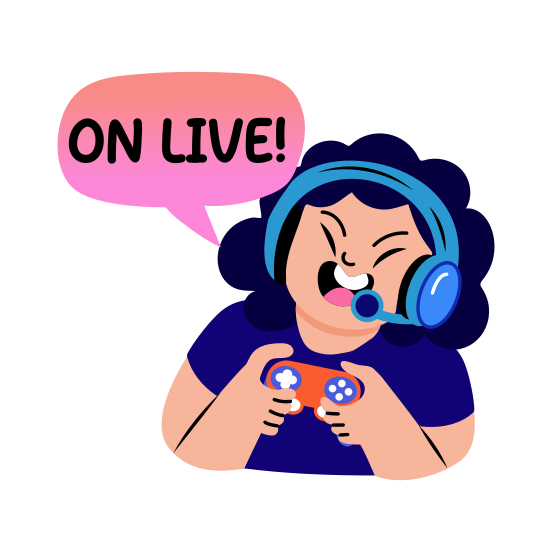 Live Playing, Gamepad, Gaming, Character, Typography, illustration