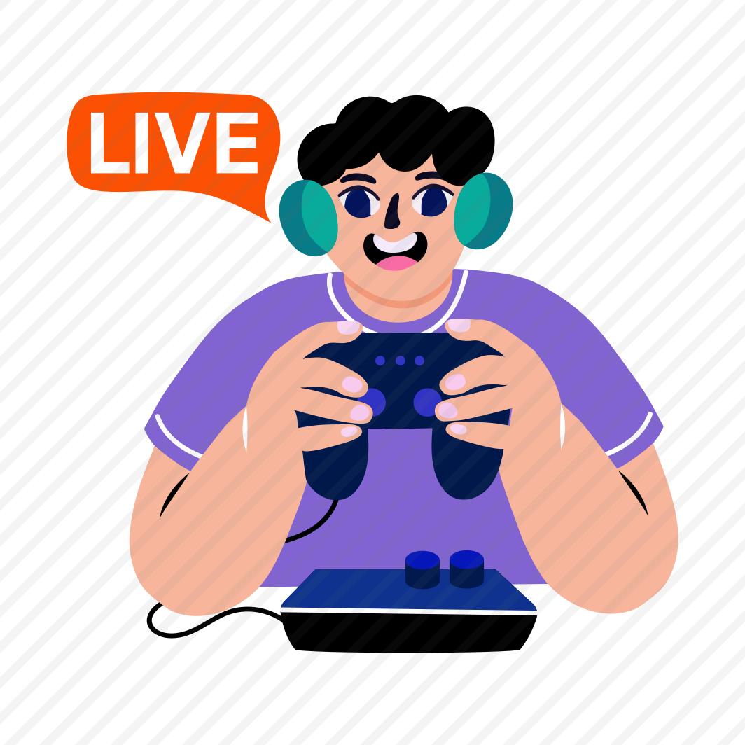 Live Stream, Playing, Gaming, Character, Typography preview