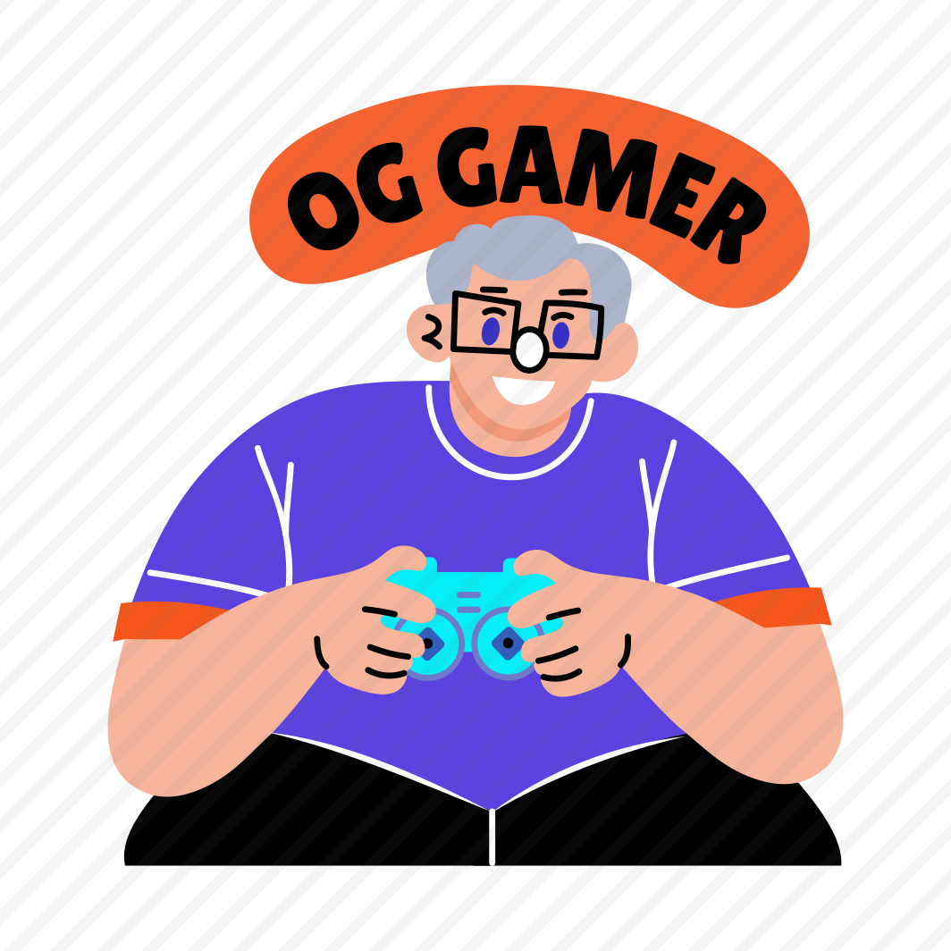 Og Gamer, Playing, Gaming, Character, Typography, preview
