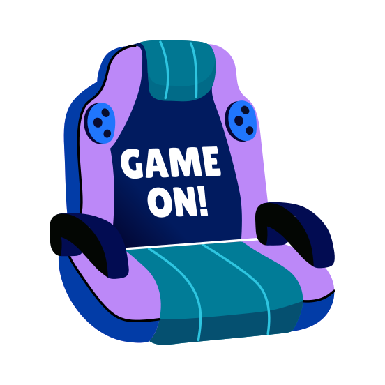 Play Chair, Chair, Armchair, Gaming Chair, Typography illustration