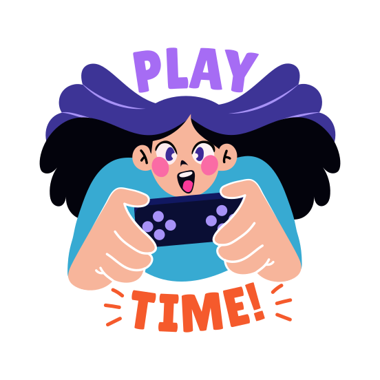 Play Time, Joypad, Gaming, Character, Typography, illustration