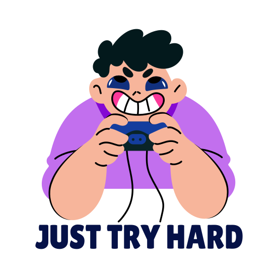 Playing Game, Controller, Gamepad, Character, Typography illustration