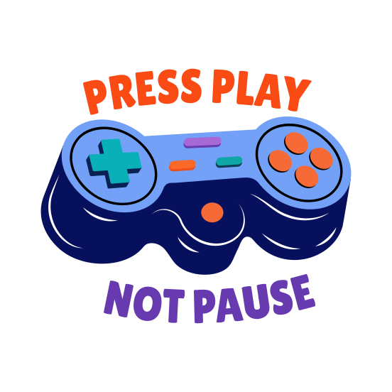 Press Play, Joypad, Controller, Joystick, Typography, illustration