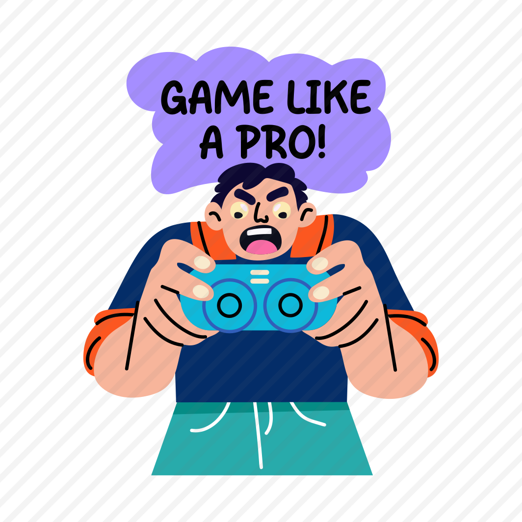 Pro Gamer, Playing, Gaming, Character, Typography, preview