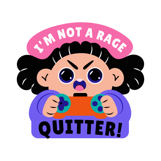 Quitter, Gamepad, Controller, Character, Playing, Typography illustration