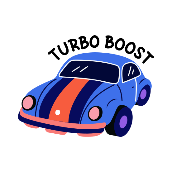 Racing Car, Vehicle, Automobile, Ride, Typography illustration