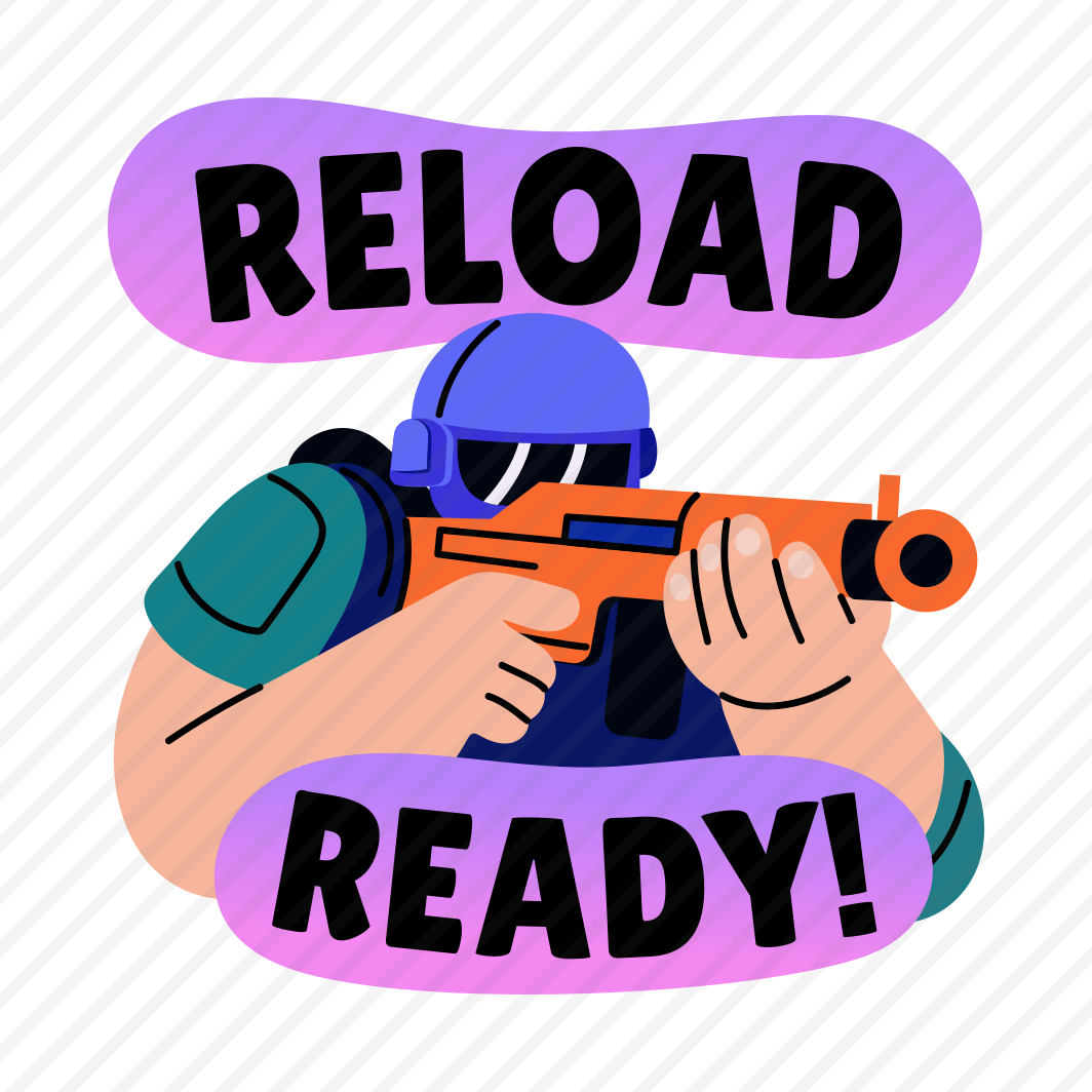 Reload, Shooting, Gaming, Character, Typography, preview