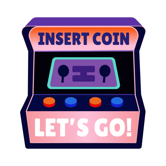 Retro Arcade, Gaming, Controllers, Machine, Typography illustration