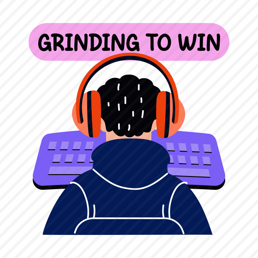 Sitting Player, Playing, Character, Gaming, Typography preview