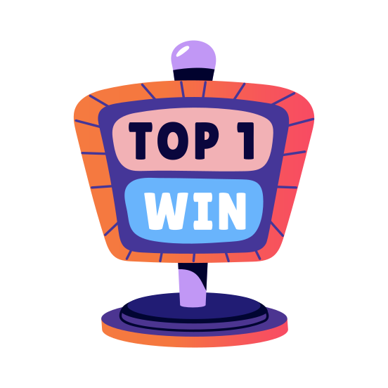 Top Win, Victory, Trophy, Prize, Typography, illustration