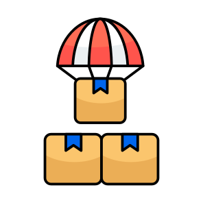 Parachute Delivery, Air Delivery, Parachute Package, Parachute Parcel, Logistic Delivery icon