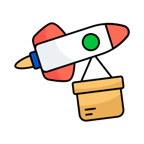 Rocket Delivery, Missile Delivery, Package, Parcel, Logistic Delivery icon