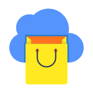 Cloud Shopping, Cloud Purchase, Cloud Commerce, Shopping Bag, Cloud Technology icon