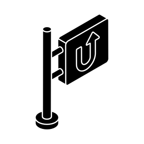 U Turn Sign, U Turn Signboard, U Turn Board, Signage, Guideboard icon