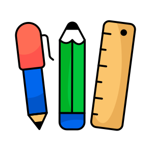 Stationary, Pencil, Pen, Ruler, Education icon