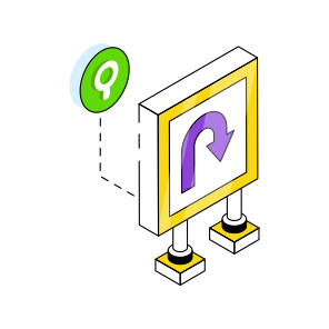 Direction Board, Turn Down Roadboard, Signboard, Info Board, Guideboard  icon