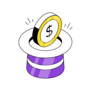 Financial Magic, Money Magic, Dollar Coin, Hat, Cap icon