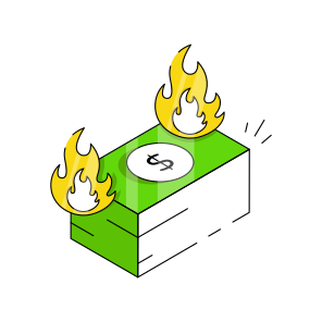 Money Burning, Money Combustion, Financial Burning, Dollar Burning, Banknotes  icon