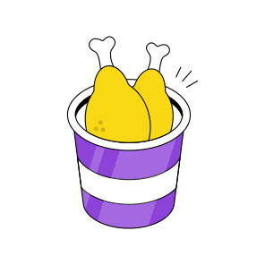 Drumsticks Bucket, Leg Pieces, Chicken Pieces, Thigh Pieces, Barbecue Food icon