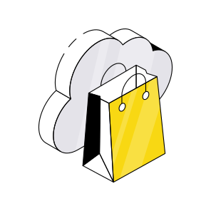 Cloud Shopping, Cloud Purchase, Cloud Commerce, Cloud Technology, Shopping Bag  icon