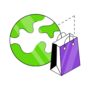 Global Shopping, Worldwide Shopping, Global Purchase, Commerce, Shopping Bags,  icon
