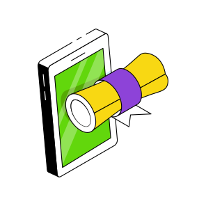 Mobile Degree, Diploma, Certificate, Deed, Credential Document,  icon