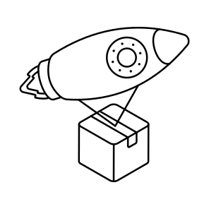 Rocket Delivery, Air Delivery, Rocket Package, Rocket Parcel, Logistic Delivery icon