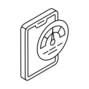 Mobile Speed Optimization, Speed Test, Speed Management, Speed Analysis, Speedometer icon