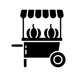 Vegetable Cart, Food Cart, Wheelbarrow, Food Stall, Pushcart icon