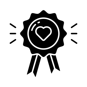 Donation Badge, Charity Badge, Emblem, Ribbon, Heart Badge icon