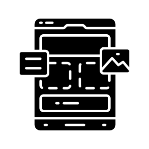Mobile Design, Mobile Layout, Mobile Wireframe, Mobile Mockup, Mobile Template icon
