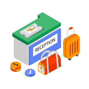 Reception Table, Reception Desk, Info Table, Info Desk, Front Desk icon