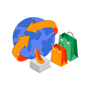 Global Shopping, Worldwide Shopping, Global Purchase, Commerce, Shopping Bag, icon