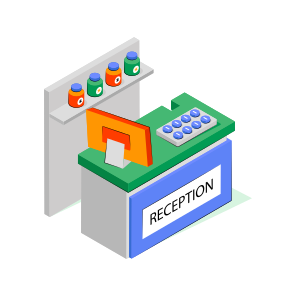 Hospital Reception, Reception Desk, Info Table, Info Desk, Front Desk icon