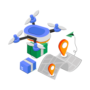 Drone Delivery, Logistic Delivery, Quadcopter Delivery, Drone Package, Drone Parcel icon