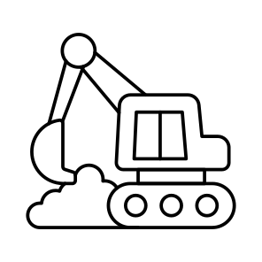 Excavator, Earth Mover, Digger, Automobile, Automotive icon