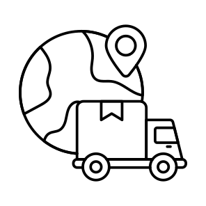 Global Cargo, Global Shipment, Global Delivery Location, Cargo Van, Logistic Delivery icon