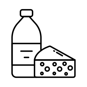 Milk Bottle, Cheese Slice, Butter Block, Dairy Product, Food icon