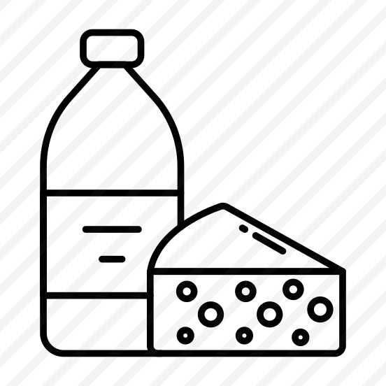 Milk Bottle, Cheese Slice, Butter Block, Dairy Product, Food preview