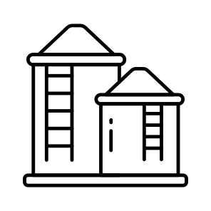 Silo, Storage Units, Food Storage, Grain Pit, Cylindrical Structure icon