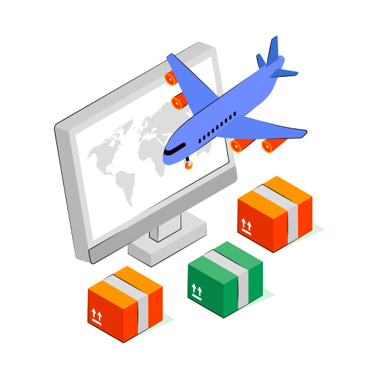 Air Cargo, Air Shipment, Air Delivery, Logistic Delivery, Parcel Delivery illustration