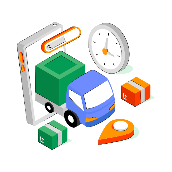 Cargo Van, Cargo Delivery, Road Freight, Shipment Time, Logistic Delivery illustration