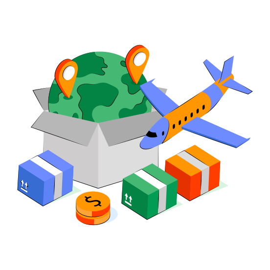 Global Parcel, Global Package, Global Delivery, Global Carton, Logistic Delivery illustration