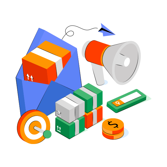 Logistic Mail Marketing, Logistic Email, Logistic Promotion, Logistic Publicity, Logistic Campaign  illustration