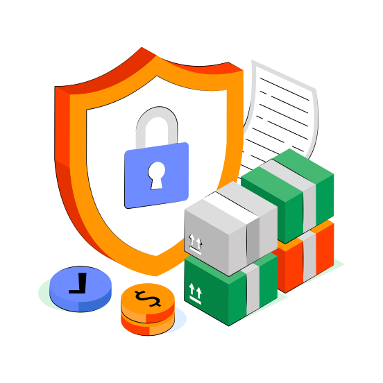 Parcel Security, Parcel Protection, Package Security, Package Protection, Secure Parcel,  illustration