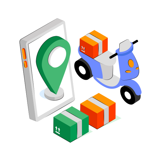 Scooter Delivery, Logistic Delivery, Bike Delivery, Scooter Cargo, Motorbike Delivery illustration