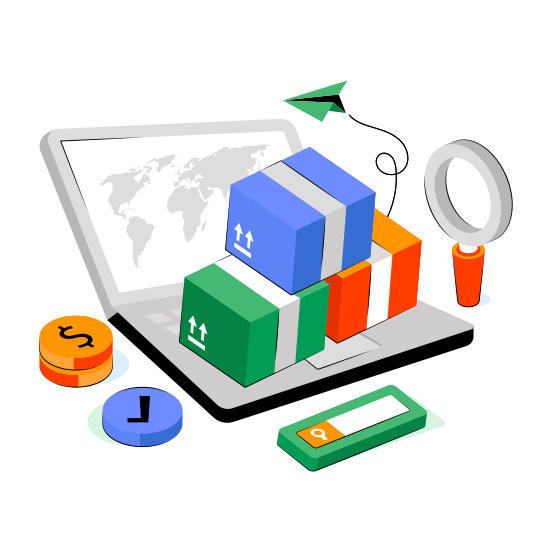 Search Parcel, Logistic Research, Find Package, Parcel Analysis, Package Analysis  illustration